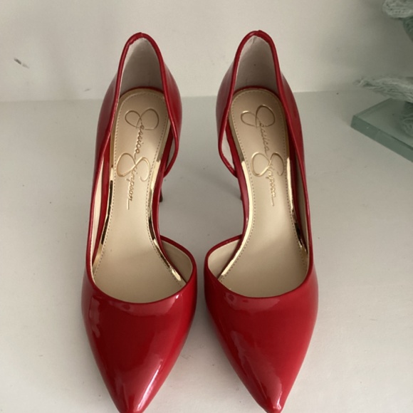 NEW Jessica Simpson Women's Prizma Red Pointed Toe D'Orsay Heels Size 36.5 US 6 - Picture 4 of 11